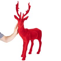 Product Large Red Flocked Standing Reindeer Decoration, 85 cm