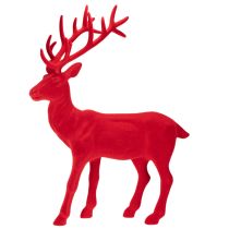 Product Large Red Flocked Standing Reindeer Decoration, 85 cm