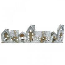 Product Houses for lighting, window decorations, light houses silver, metal wind light antique look L67.5cm H20cm