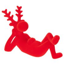 Product Dekofigur Red Reclining Reindeer Modern Design 24cm Set of 2