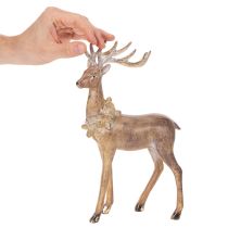 Product Decorative Polyresin Stag Figure with Antlers in Brown and Gold – 28cm