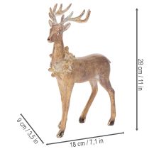 Product Decorative Polyresin Stag Figure with Antlers in Brown and Gold – 28cm