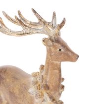 Product Decorative Polyresin Stag Figure with Antlers in Brown and Gold – 28cm