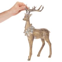 Product Dekorative Standing Deer Figure in Polyresin with Antlers and Pinecones, 41cm