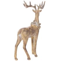 Product Dekorative Standing Deer Figure in Polyresin with Antlers and Pinecones, 41cm