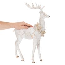 Product Decorative Resin Deer Figurine with Pinecone Detail, 49cm, White and Grey
