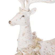 Product Decorative Resin Deer Figurine with Pinecone Detail, 49cm, White and Grey