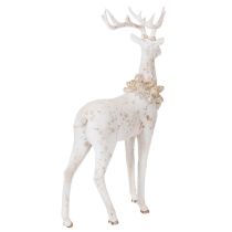 Product Decorative Resin Deer Figurine with Pinecone Detail, 49cm, White and Grey