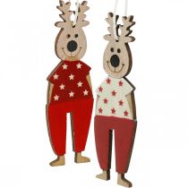 Product Reindeer to hang, Christmas decorations, Christmas tree decorations, wooden decorations for Advent H13cm 8pcs