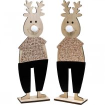 Product Reindeer wooden decorative figure standee Christmas 12×6.5cm H45cm 2pcs