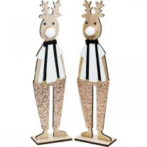 Product Reindeer wooden decoration figure Christmas to put 12×6.5cm H45cm 2pcs