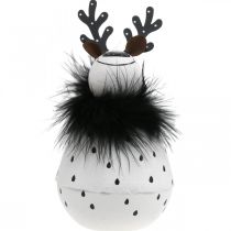 Product Decorative reindeer, Christmas decoration, decorative figure made of metal, Advent white, black H15.5cm Ø8cm