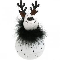 Product Decorative reindeer, Christmas decoration, decorative figure made of metal, Advent white, black H15.5cm Ø8cm