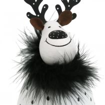 Product Decorative reindeer, Christmas decoration, decorative figure made of metal, Advent white, black H15.5cm Ø8cm