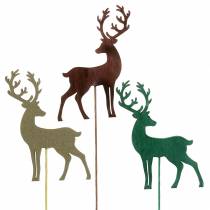 Deco plug deer gold, brown, green assorted 8cm 18pcs