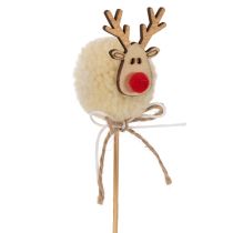 Product Reindeer Pom Pom Decorative Picks, 24cm, Set of 12, Brown/Beige/White