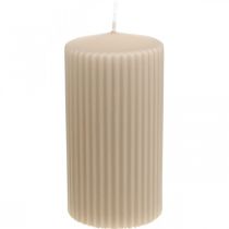 Product Pillar Candles Beige Grooved Candle 70/130mm 4 Pcs