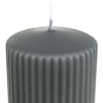 Product Pillar candles anthracite grooved candle 70/130mm 4pcs