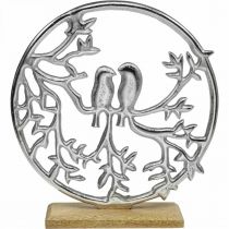Table decoration spring, decorative ring bird deco silver H37.5cm
