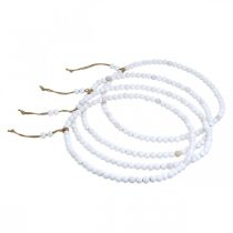 Product White pearl decorative wreath Ø28cm 4-piece set - Versatile hanging decoration for spring, wedding &amp; vintage decorations