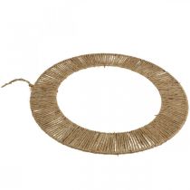 Product Summer wall decoration, boho style, jute and metal, Ø49cm, hanging decoration, dried flower wreath, vintage style