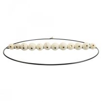 Product Decorative Ring Metal Wooden Beads Black White Natural Ø30cm 4pcs