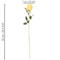 Product Artificial Yellow Long-Stem Roses Set of 12, 62cm, Silk & Plastic for Indoor Decoration