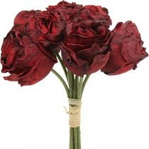 Artificial roses red, silk flowers, rose bunch L23cm 8pcs