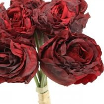 Artificial roses red, silk flowers, bunch of roses L23cm 8pcs
