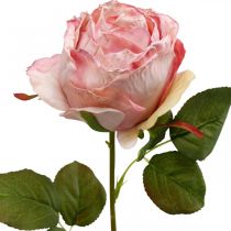 Product Deco rose pink, flower decoration, artificial rose L74cm Ø7cm