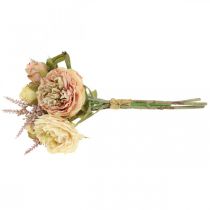 Product Roses artificial flowers in bunch autumn bouquet cream, pink H36cm