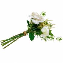Product Bouquet of artificial roses. Cream silk flowers in a bouquet