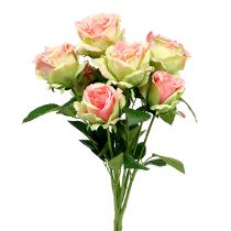 Artificial rose bush green, pink 55cm