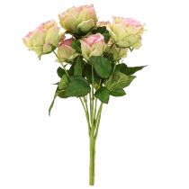 Product Artificial rose bush green, pink 55cm