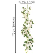Product Artificial Rose Garland with White Silk Flowers, 170cm