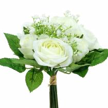 Bouquet of roses with gypsophila white 26cm