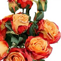 Product Bouquet of roses artificial roses silk flowers orange 53cm bunch