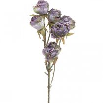 Rose Branch Silk Flower Table Decoration Art Rose Purple Antique L53cm