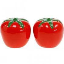 Pepper and salt shakers, table decoration, shaker set in tomato look, ceramic decoration Ø6cm