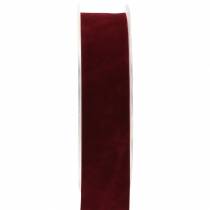 Product Velvet ribbon Bordeaux red 25mm 7m