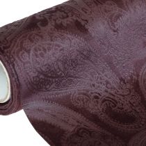 Product Velvet Ribbon Table Runner Purple Table Ribbon Paisley Pattern 150mm 3m