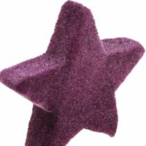Product Scatter decoration stars flocked aubergine 4cm/5cm 40pcs
