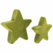 Product Scatter decoration stars flocked moss green 4cm/5cm 40p