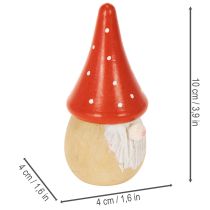 Product Mini Wooden Gnome Figures with Red Mushroom Hats, 10cm, Set of 6