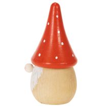 Product Mini Wooden Gnome Figures with Red Mushroom Hats, 10cm, Set of 6