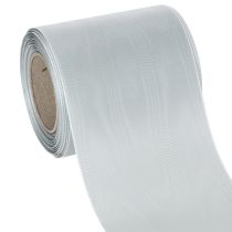 Product Satin wreath ribbon, silver, 100mm wide, 25m long, for funeral wreaths, memorial wreaths &amp; anniversaries, weatherproof &amp; compostable
