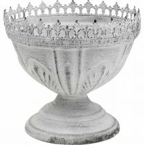 Decorative trophy metal decorative bowl white with crown edge H15cm