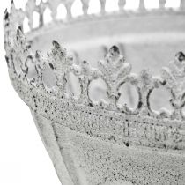 Decorative trophy metal decorative bowl white with crown edge H15cm