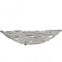Product Decorative bowl silver metal bowl feathers Ø37cm H9cm