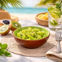 Product Ceramic serving bowl, Kiwi design. Ideal for stylish dining tables and buffets. 15cm